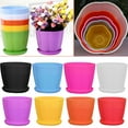 thumbnail image 1 of Walbest 5.12" x 3.54" x 4.33" Round Yellow Plastic Solid Succulent Plant Pot with Tray, 1 of 7