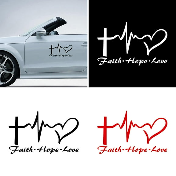 Walbest 5.75" x 3.54" 1Pcs Car Sticker - Red Jesus HOPE LOVE FAITH Prayer Creative Vinyl Decal Decor
