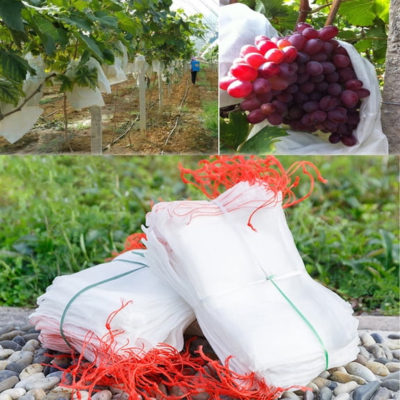 Walbest 50Pcs Fruit Protection Bags for Fruit Trees, Reusable Garden Insect Netting Bag with Drawstrings, Fruit Mesh Bags Protect Plants Tomato Apple Peach Trees from Bugs Birds