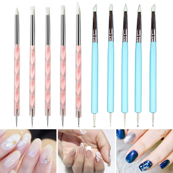 Walbest 5Pcs Silicone Clay Sculpting Tool Modeling Dotting Pottery Craft for DIY Handicraft Nail Art Cake Decoration