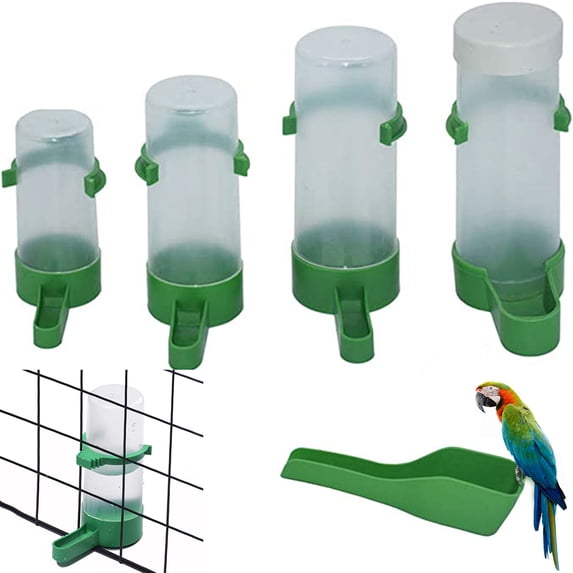 Walbest 5Pcs/set Automatic Bird Feeder Bird Cage Water Dispenser Food Bottle Bowl Hanging Drinker Container for Parrots Parakeets Budgie Cockatiel Lovebirds Finch, Feeding Tools