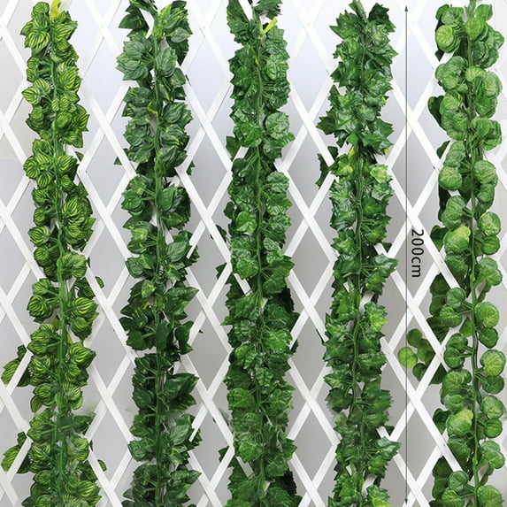 Walbest 78.74" Artificial Rattan Vine Greenery Garland Fake Hanging Leaves, Faux Foliage Plant for Wedding Party Garden Home Kitchen Office Wall Decoration