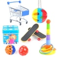 thumbnail image 1 of Walbest 7Pcs Parrot Toys Mini Shopping Cart Training Rings Skateboard Stand Perch for Budgie Parakeet Cockatiel Conure Lovebird, 1 of 7