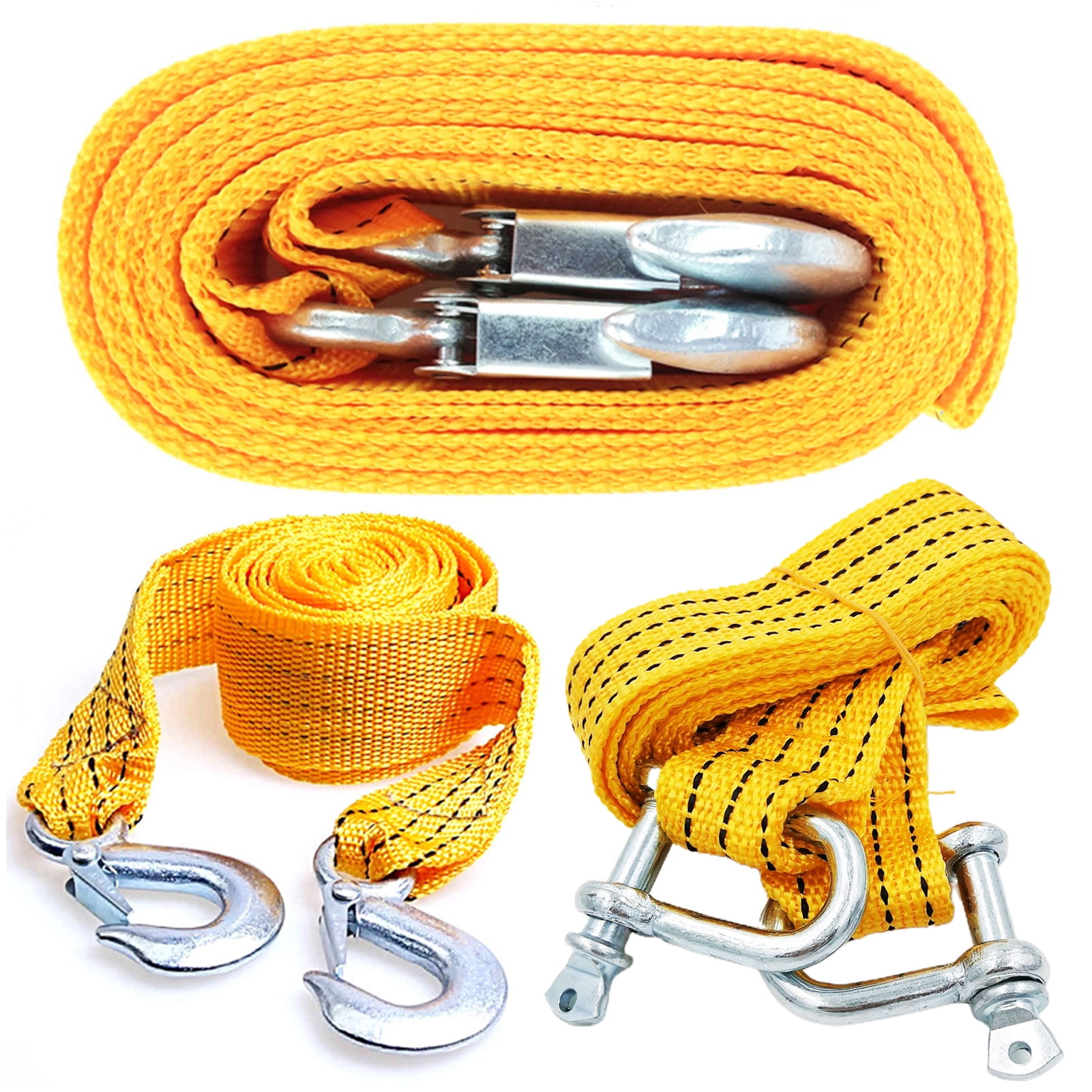 Walbest 9.84 FT Heavy Duty Tow Strap with Safety Hooks, 6600 LB Capacity,  Tow Rope for Vehicle Recovery, Hauling, Stump Removal & Much More, Best