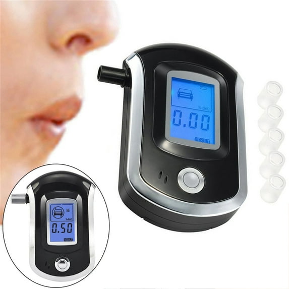 Walbest AT6000 Breathalyzer, Portable Alcohol Tester with 5 Mouthpieces, Professional BAC Tester with Digital LCD Display Screen, High Accuracy