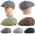 thumbnail image 1 of Walbest Acrylic Fiber Newsboy Cap for Men - Classic Vintage Cabbie Hat Elastic Flat Beret Cap, 1 of 7