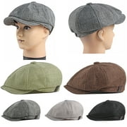 Walbest Acrylic Fiber Newsboy Cap for Men - Classic Vintage Cabbie Hat Elastic Flat Beret Cap
