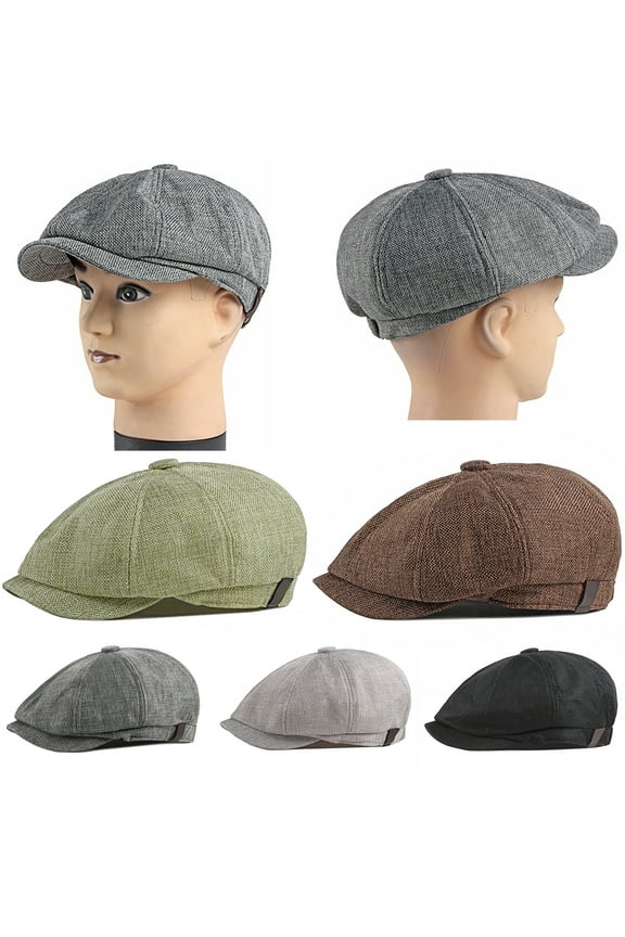 Acrylic Fiber Newsboy Cap for Men - Classic Vintage Cabbie Hat Elastic Flat Beret Cap