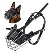 Walbest Adjustable Dog Leather Muzzle, Breathable Basket Muzzle for Small, Medium and Large Dogs, Stop Biting, Barking and Chewing, Best for Aggressive Dogs