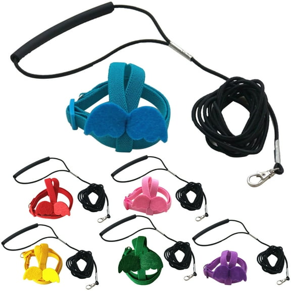 Walbest Adjustable Parrot Bird Harness Leash Set Anti-bite Training Harness for Parrots (Yellow, S)