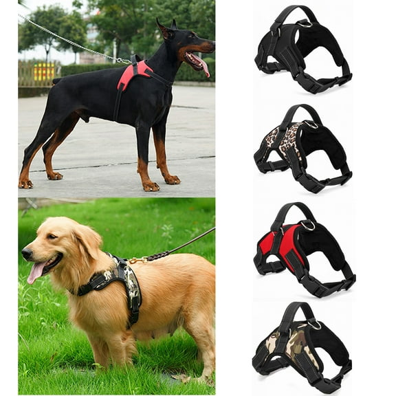 Walbest Adjustable Pet Dog Harness with Metal Ring and Easy Control Handle for Small Medium Large Dogs, Red, M