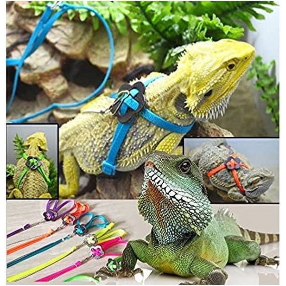 Walbest Adjustable Reptile Lizard Turtle Harness Leash Multi Color Light Soft Fashion Pet Small Animal, Orange