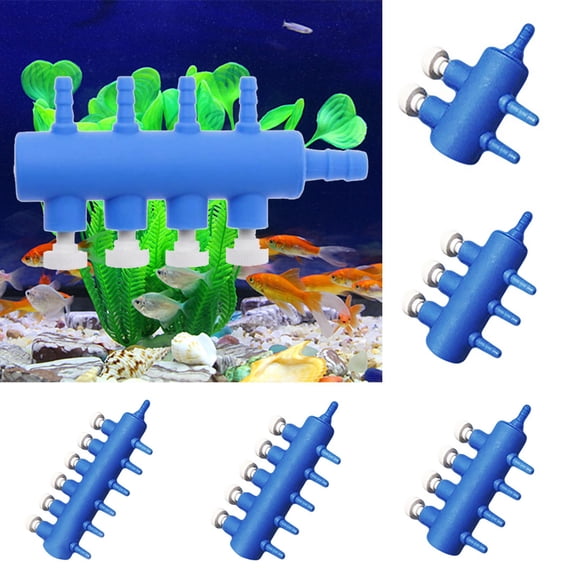 Walbest Air Manifold 8mm to 4mm 4 Way Outlet Air Flow Distributor Fish Tank Splitter Lever Useful Control Air Pump Accessories with Valve (3.94in)