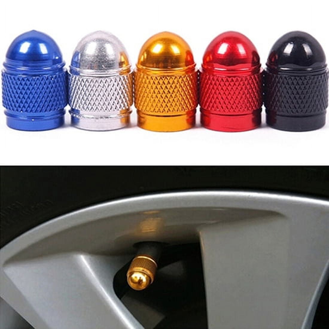 Walbest Aluminum Tire Valve Caps Dust-proof, Silver, for Car, Bike ...