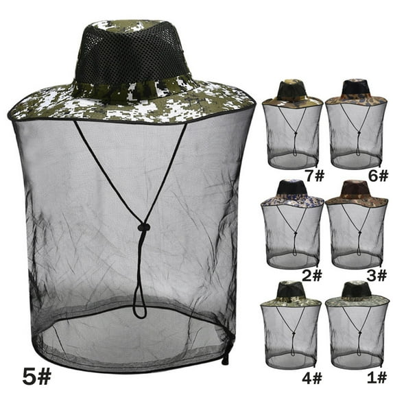 Walbest Anti-mosquito Insects Head Net Hat, Safari Hat Sun Hat Bucket Hat with Net Mesh for Outdoor Fishing Hiking Gardening Men Women