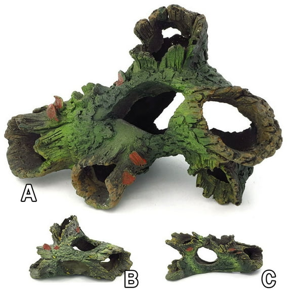 Walbest Aquarium Resin Simulation Wooden Cave Model Fish Tank Landscaping Ornament, 1 Pc