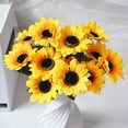 thumbnail image 1 of Walbest Artificial Flower Sunflower Silk Helianthus Plastic Plant, Wedding Bouquet Party Indoor Outdoor DIY Home Garden Kitchen Table Centerpieces Arrangements Decoration (1 Bouquet 7 Heads), 1 of 7