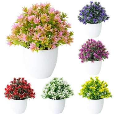 Walbest Artificial Flowers Realistic Simulated Plastic Artificial Potted Flower Hemisphere Thorn Flower for Office, Home, Indoor, Room Decoration (Size:20*19cm)