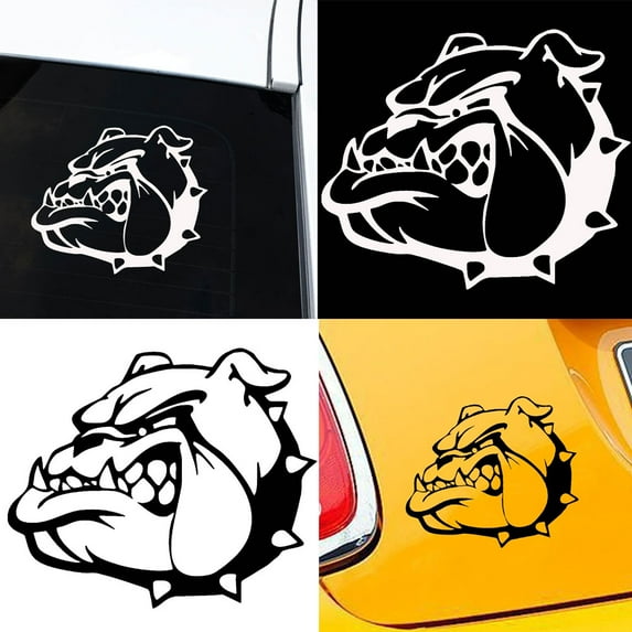 Walbest Auto Car Vehicle Body Window Reflective Decals Sticker Decor, Cartoon Bulldog Head