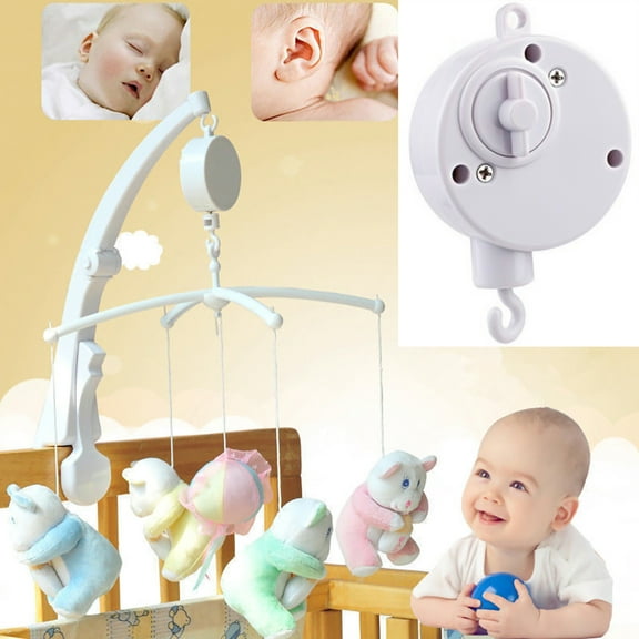 Walbest Baby Rotary Mobile Crib Bed Bell Toy Clockwork Movement Music Box with Rotating Hook, White
