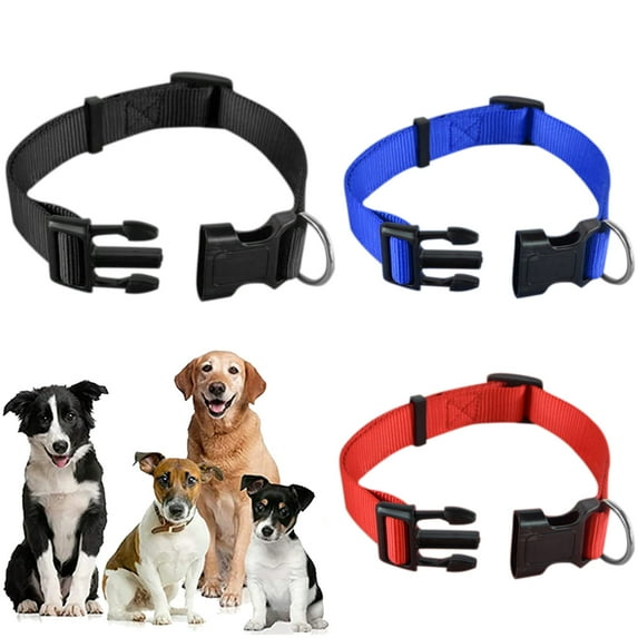Walbest Basic Nylon Dog Collar with Safety Locking Buckle, Adjustable for Small, Medium, Large Pet and Puppies Accessories (Large, Red)