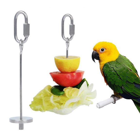 Walbest Bird Food Holder, Bird Treat Skewer,Bird Skewers,Bird Feeders, Stainless Steel Parrot Fruit Vegetable Stick Holder, Bird Feeder Toy ,Foraging Toy, Bird Food Treat Skewer, S
