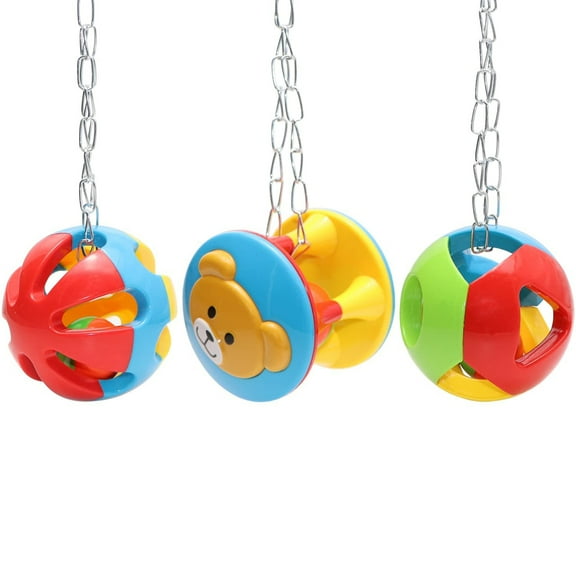 Walbest Bird Hanging Ball with Bell Colorful Chewing Treat Toy for Parrot Parakeet Cockatiel Conure Lovebird Dog Puppy Cat