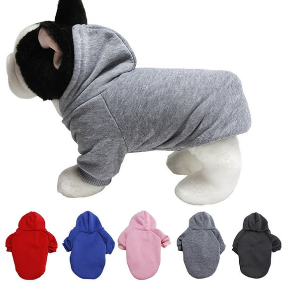 Walbest Blank Basic Dog Hoodie Sweatshirts Winter Warm Dog Clothes for Small Dogs Chihuahua Coat Clothing Puppy Cat Custume (Grey, S)