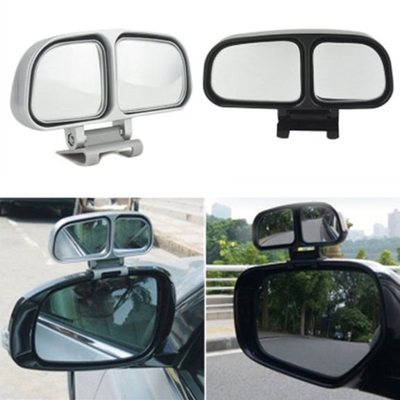 Walbest Blind Spot Mirror, Adjustable Rear View Wide Angle, Clip on Black Rectangle for Car SUVs Truck Motorcycle (Silver Right)