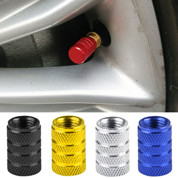 Walbest Blue Aluminum Car Truck Motocycle Bike Tyre American Air Valve Caps Tire Valve Cap Car Knurling Style Airtight –Set of 4pcs