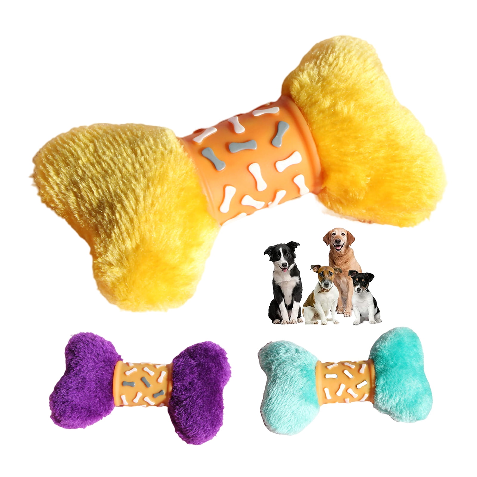 Walbest Bone Dog Squeaky Toys, Chew Toys Plush for Small to Large 