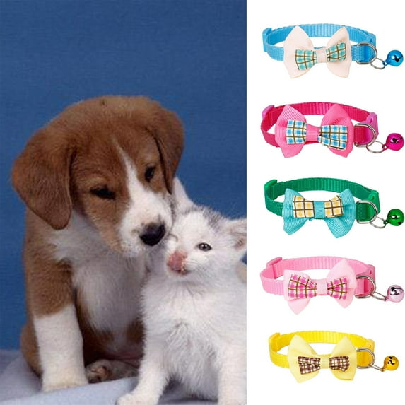 Walbest Breakaway Cat Collars with Bell and Bowtie Comfortable Cat Collar with Cute Safety Buckle Solid Pet Collar for Pet Kitten Puppy, Red