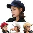 thumbnail image 1 of Walbest British Style Felt Wide Brim Octagonal Cap, Women Beret Newsboy Cabbie Cap, Winter Warm Peaked Cap Hat Black, 1 of 7