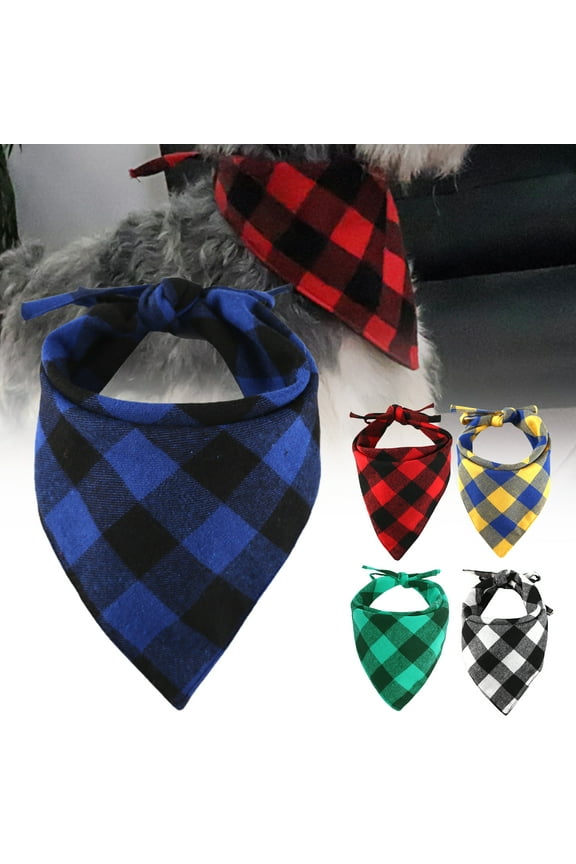 Buffalo Plaid Dog Bandana, Cotton Bandanas Handkerchiefs Scarfs Triangle Bibs Accessories for Small Medium Large Dogs Puppies Pets