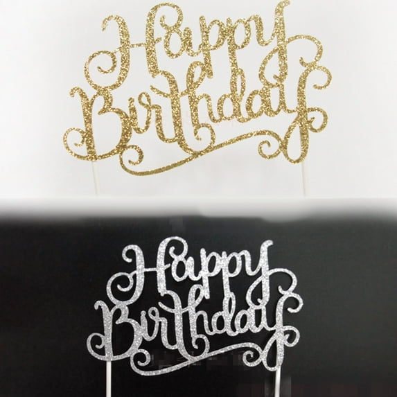 Walbest Cake Toppers Shiny Blessing Letters Cake Decoration Happy Birthday Cake Toppers Glod glitter letters happy birthday for Birthday