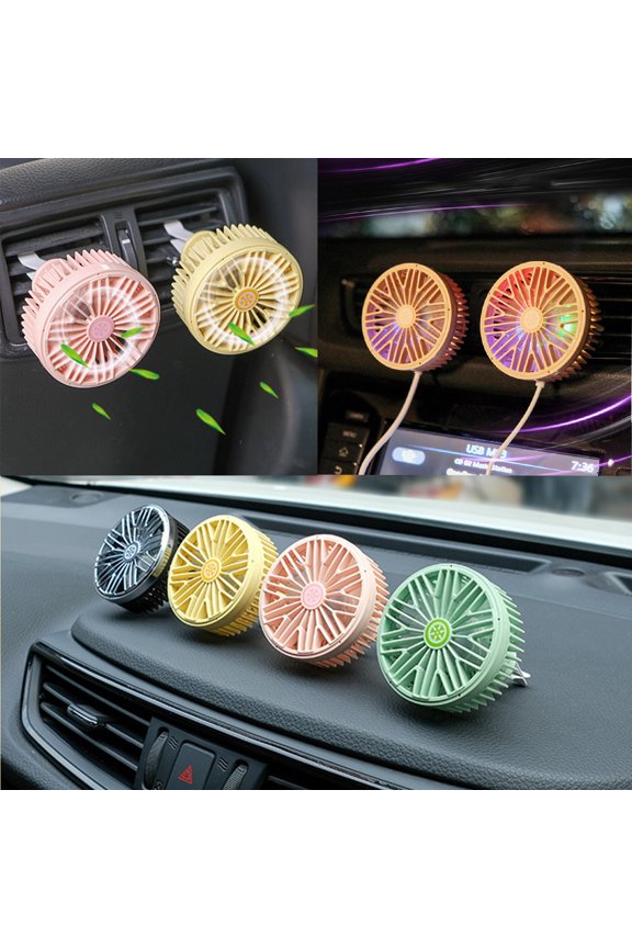 Car Air Vent USB Fan Auto Cooling Fan with LEDLight/Car USB Fan/Car Mini Air Conditioner Freshener Vent Clip Fan (Fan Black)