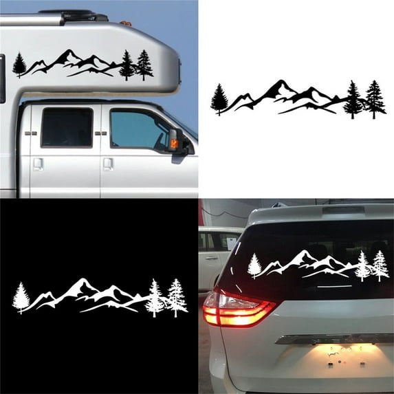 Walbest Car Auto Body Windows Waterproof Reflective Tree Mountain Scene Decal for Auto Truck