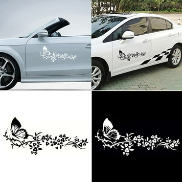 Walbest Car Auto Door Window Body Beautiful Flying Butterfly Flower Sticker Decal Accessory Decor