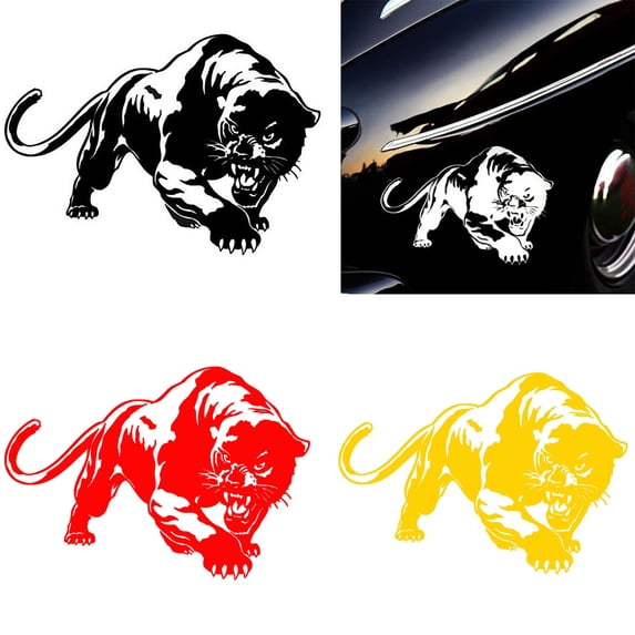 Walbest Car Decals - 1 Pcs White Panther Car Hood Sticker, Self-Adhesive Vinyl Graphics Decals, Universal Scratch Hidden Car Stickers