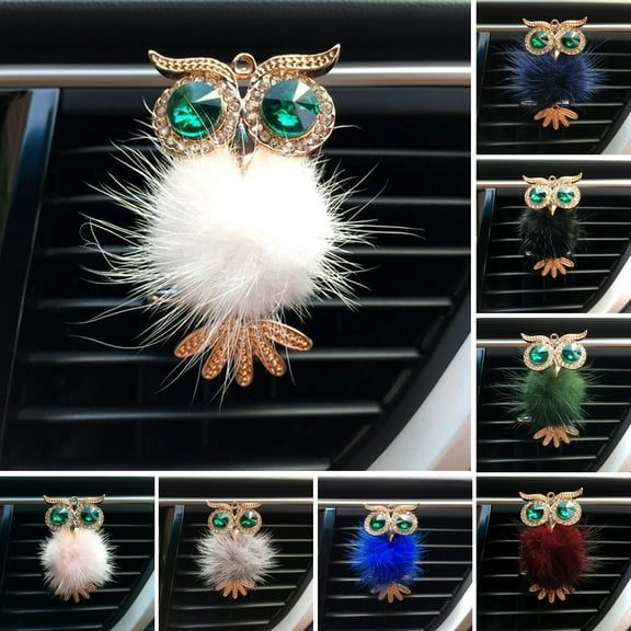 Walbest Car Diffuser Vent Clip, 1 Pack Owl Cute Car Air Freshener,Bling Crystal Car Air Vent Clip Charms Car fresheners for Women, Grey
