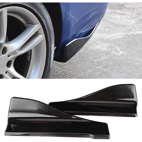 Walbest Car Rear Bumper Diffuser, 2pcs Universal Side Skirt Rocker Winglets Splitters Winglet Wing Diffuser Car Body Kit Glossy Black with Mounting Screws