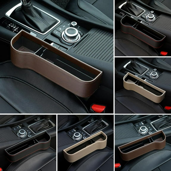 Walbest Car Seat Gap Filler Organizer Between Front seat car Organizer and Storage Box, Auto Premium PU Leather Console with Cup Holder, Car Pocket for Interior Essentials (for Passenger Side)