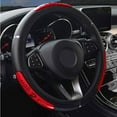 thumbnail image 1 of Walbest Car Steering Wheel Cover Universal Microfiber Pu Leather Breathable Car Accessories, 15 Inch, Red, 1 of 2