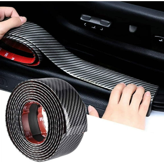 Walbest Car Sticker Black Carbon Fiber Rubber Door Entry Guards Scratch Cover Protector Paint Threshold Guard Car Bumper Door Guard/Rear Bumper Guard Scratch Scratch Strip