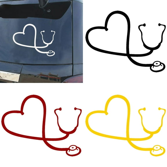 Walbest Car Sticker, Universal Car Auto Reflective Vehicle Body Window Decals Sticker Decoration - Heart Stethoscope