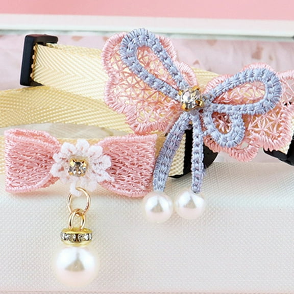Walbest Cat Collar, Princess Style Exquisite Beautiful Butterfly Bows Collar Festival for Pet Dog Cat Kitten