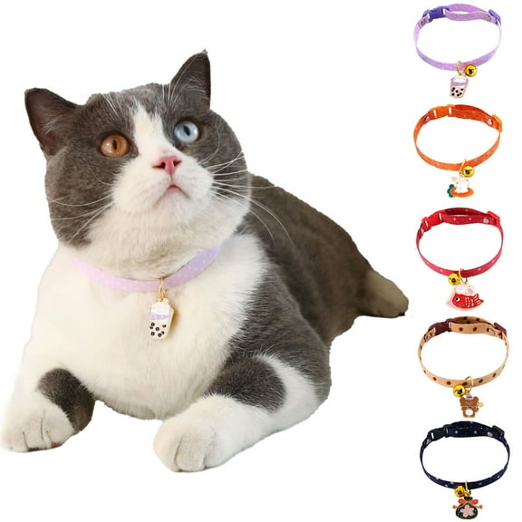 Walbest Cat Collar with Bell Cute Printed Pendant Adjustable Breakaway Pet Cats Dogs Collars