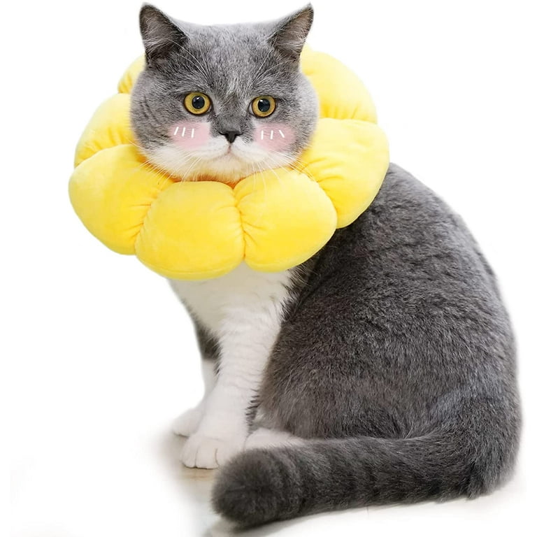 Walbest Cat Cone Collar Soft Cat Cones to Stop Licking Cat Recovery Collar Cat Cones After Surgery for Kittens Yellow L