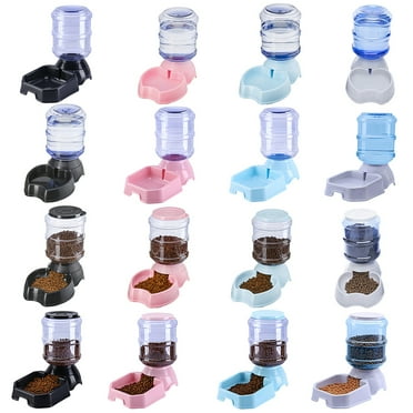 Walbest Cat Dog Automatic Feeding Dispenser & Water Bowl - Large Capacity 3.8L Automatic Feeding Food Water Dispenser Drinking Fountain for Pets (Black Square)