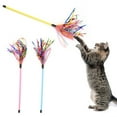 thumbnail image 1 of Walbest Cat Feather Wands, Cat Wands with Bell Sucker Interactive Cat Teaser Wands Stick for Cat and Kitten, Yellow, 1 of 6